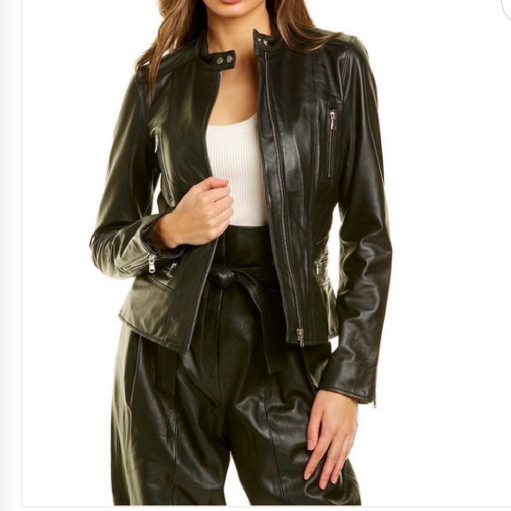 Lamarque Black Meryl Snap Stand
Collar Leather Moto Jacket Size XL,NWT - Picture 2 of 10